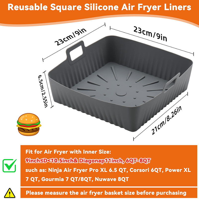 Square Large Silicone Air Frye - огляд і ціна Air Fryer Silicone Pot Liner