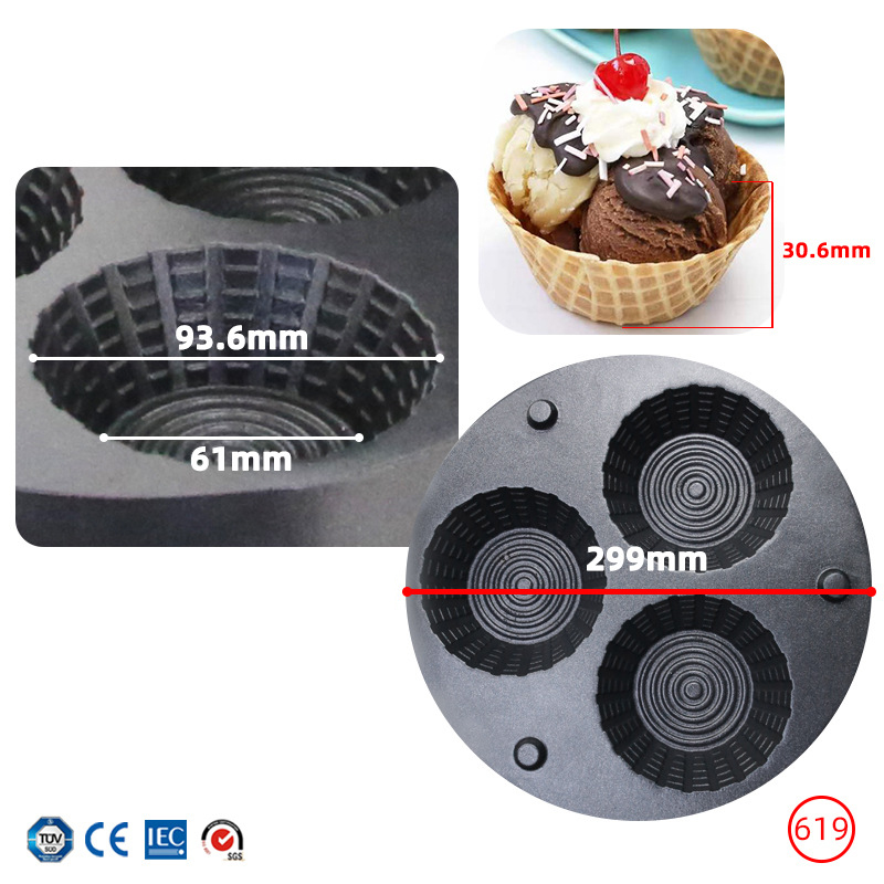 Commercial Triple-Hole Ice Cre - огляд і ціна Mini Waffle Maker Machine